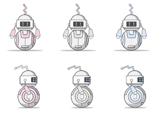 Final Robot character design with options for customization